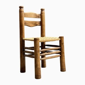 Brutalistischer Mid-Century Stuhl aus Massivholz von Charles Dudouyt, 1940er
