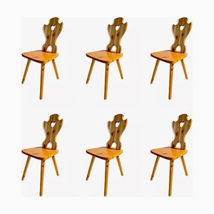 Mountain Chalet Chairs in Fir Wood, France, 1980, Set of 6