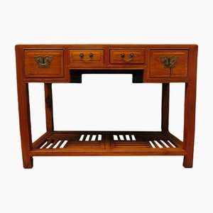 Chinesischer Vintage Ulmenholz Schreibtisch mit Lattenrost