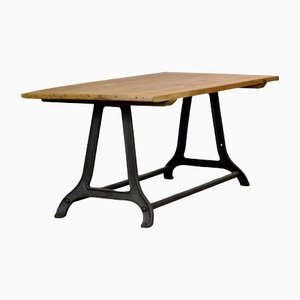 Industrial Cast Iron Table with Pine Top