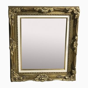 Espejo estilo Luis XV rectangular de madera dorada