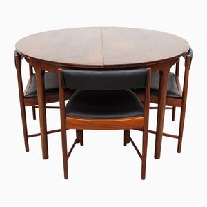 Mid-Century Teak Space-Saver Extendable Dining Set from McIntosh, Set of 4