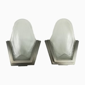 Art Deco French Wall Lights by Verrerie des Hanot, Set of 2