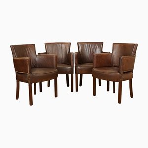 Vintage Tan Newark Leather Biker Dining Chairs from Halo, Set of 4