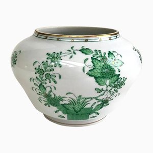 Herend Green Porcelain Floral Vase