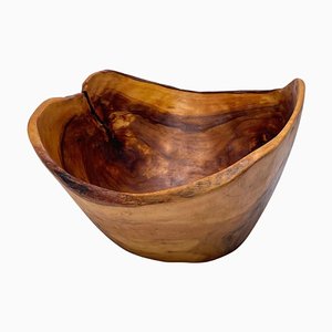 French Riviera Style Brown Bowl in Olive Wood, 1960