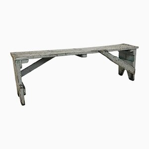Grey Painted Wooden Farmhouse Bench
