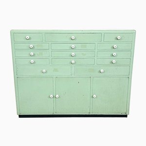 Vintage Mint Green Dentist Drawer Unit with Opaline Glass Top