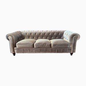 Gray Velvet Chesterfield Sofa