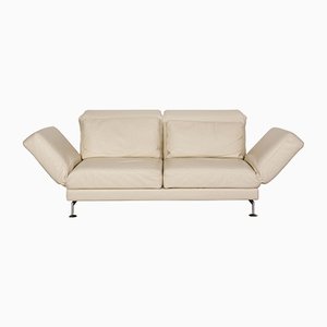 Cream Leather 2-Seater Sofa with Relax Function from Brühl Moule