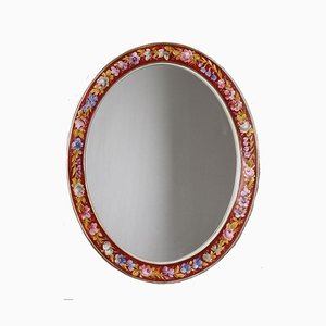 Painted Ceramic Oval Mirror from Capodimonte