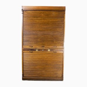 French Tambour Fronted Oak Notaires Cupboard, 1940s