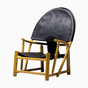 Black Leather Hoop Chair G23 by Piero Palange & Werther Toffoloni for Germa