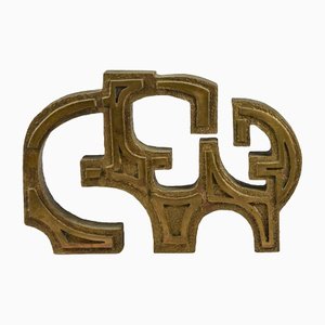 Brass Sculpture with Abstract Alphabetical Letters by Paresce Giovanni Battista, 1970s