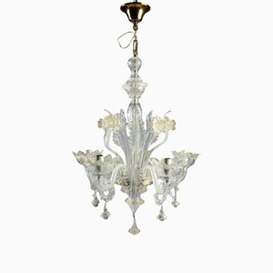 Lights with Leaf and Flower Murano Chandelier, Italy, 1900s