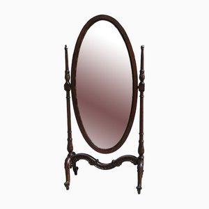 Italian Pivoting Psyche Carved Frosted Glass Mirror, 1950s