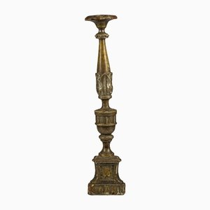 Candelero italiano de madera lacada en oro y plata, finales de 1700