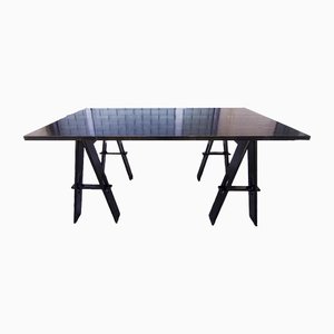 Black Colored Wooden Table by Acerbis Company, Italy, 1980s