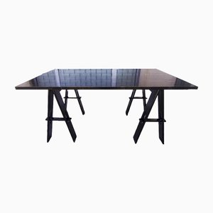 Mesa de madera en negro de Acerbis Company, Italy, años 80