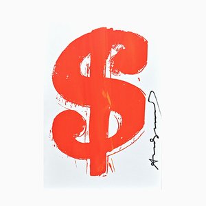 Dollar Sign, Red, Vintage Screen Print, 1982