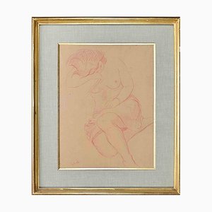 Emile Gilioli, desnudo de mujer, dibujo original, mediados del siglo XX