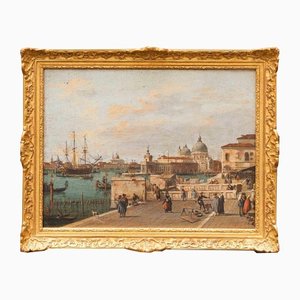View of Riva Degli Schiavoni, Oil Paint on Canvas, Late 18th-Century, Framed