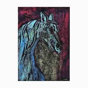 Esperia Gava, The Horse, Emaille on Paper, 1950er