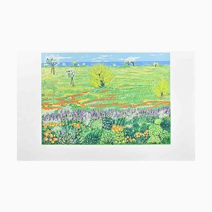 Maddalena Striglio, Meadow in Spring, Original Screen Print, Late 20th-Century