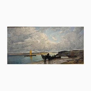 Henry Maurice, Paysage du Nord de la France, anni '30, olio su tela, con cornice