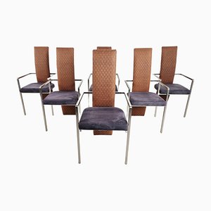Vintage Esszimmerstühle aus Korbgeflecht & Metall von Belgo Chrom, 1970er, 6er Set