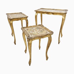 Tavolini ad incastro fiorentini di Fratelli Paoletti, anni '50, set di 3
