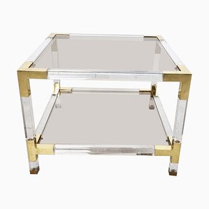 Acrylic Glass and Brass Coffee Table by Charles Hollis Jones, 1970s