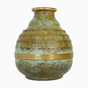 Art Deco Vase aus Bronze & Messing von SVM Handarbete, Schweden