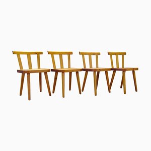 Vintage Swedish Pine Dining Chairs, Set of 4
