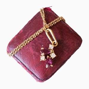 18k Gold Pendant Necklace with Diamonds and Rubies, 1970s
