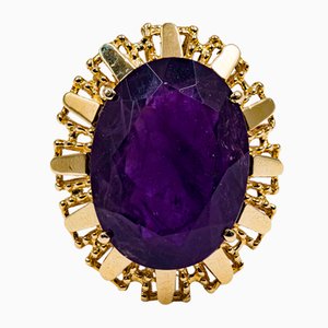 Vintage 14k Yellow Gold Vintage Cocktail Ring with Amethyst