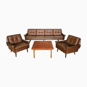 Mid-Century Danish 4-Seat Sofa and Lounge Chairs by Svend Skipper, 1965, Set of 3