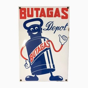 Vintage Emaille Butagas Schilder, 1950er
