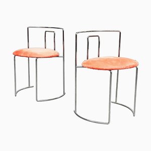 Mid-Century Italian Pink Velvet & Steel Gaja Chairs by Takahama for Gavina, 1970s, Set of 2