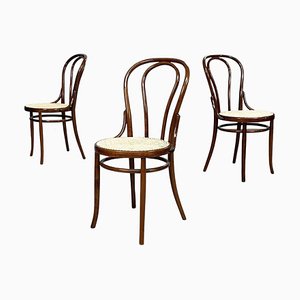 Mid-Century Italian Chairs with Straw and Wood, 1950s, Set of 3