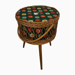 Vintage Decorative Sewing Basket with Floral Pattern