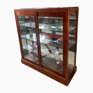 Antique Display Cabinet in Wood and Glass