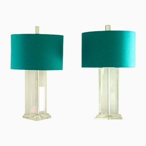 American Triangular Shaped Acrylic Glass Lamps, 1970s, Set of 2
