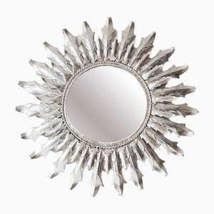 Spanish Silver Metal Sun Mirror, 1970s