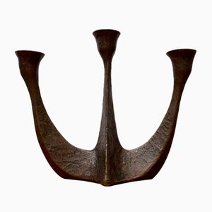Brutalist Heavy Bronze 3-Arm Candleholder from Dalbeck, 1960s