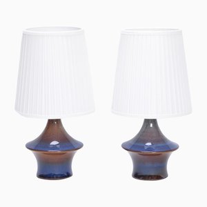 Mid-Century Modern Danish Blue Model 1044 Table Lamps by Soholm for Søholm, Set of 2
