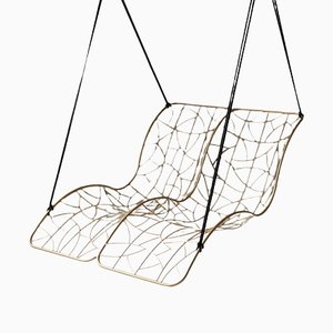 Gold Double Recliner Hanging Daybed Chair by Studio Stirling