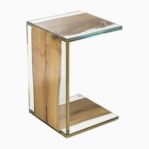 Italian Glass and Wood Tavolino Venezia Side table from VGnewtrend