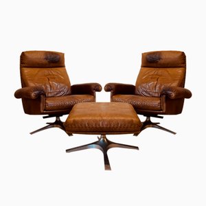DS31 Headquarters Armchair with Footrests from de Sede, 1970s, Set of 3