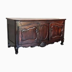 Antique Carved Walnut French Provincial Large Buffet or Sideboard Cabinet